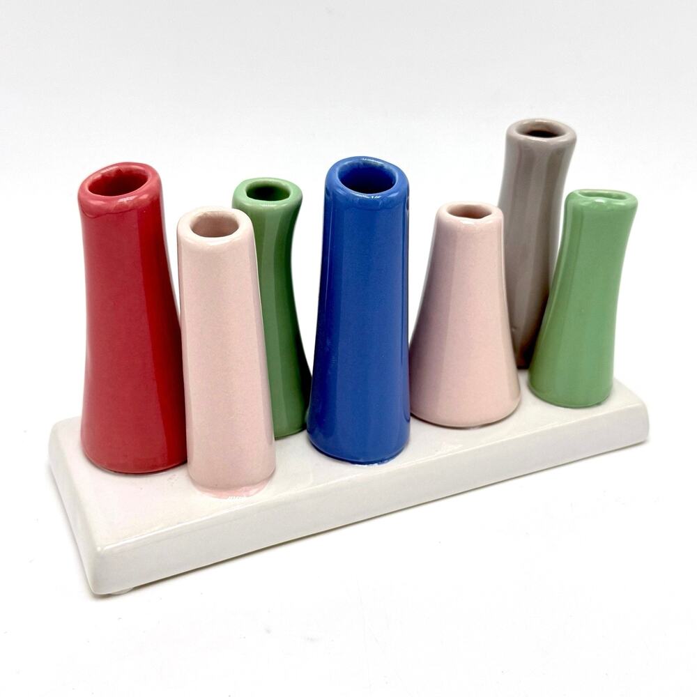 Chive Pooley Bud Vase 8 Tubes Multicolor Whimsical Funky Propitiation Station